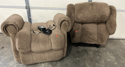 Tan Fabric Electric Recliner Assembly W/ Power Cords