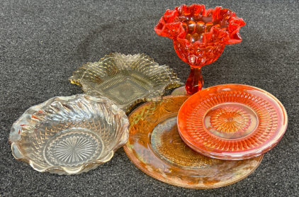 Vintage Glass: Indiana Glass, Fenton, Marigold Carnival Glass and Gold Ruffled Edge Glass