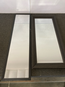 Two Rectangular Wood Framed Mirrors, 49.5”X13.5” And 41”X19”