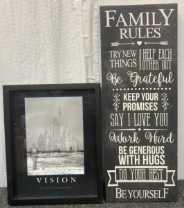 Walt Disney Framed Vision Picture, Family Rules Canvas Print