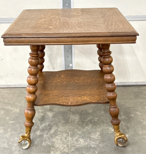 Antique Parlor Table With Large Claw Feet And Glass Balls (1900s)- 28"x 28"x 30"