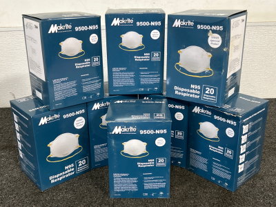 (8) Boxes Of Makrite 9500-N95 Disposable Respirator Masks