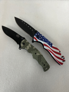 (2) Folding Knives: Master Ballistic And American Flag