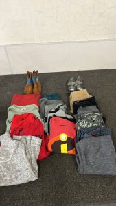 Boy Clothes Shirts, Champion Sweaters, Cat & Jack Pants, Sweat Pants, OshKosh Water Shoes And More ( Size Pictured)