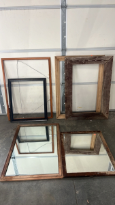 (4) Large Wood Picture Frames And (2) Framed Mirrors