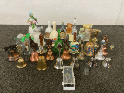 Collectible Bells- Metal, Brass, Glass, Ceramic Assorted; States, Locations, And Animal Themes