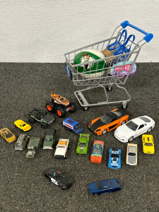 toy Cars & Trucks With Toy Shopping Cart & Boston Celtics Ball