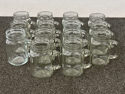 (15) Short Mason Jar Style Drinking Glasses