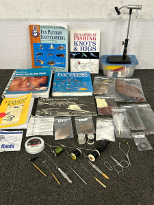 fly Tying Kit With Various Books For Making Flies