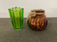 Vases- Red, Blue, Clear Glass, Metalic Amber, And Green Glass, Ceramic Floral Patterns And Designs - 6