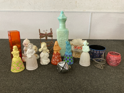 Vintage Avon Lady Bottles, Beautiful Floral Decanter, Precious Moments Figurine, And More