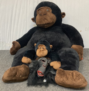 Giant Gorilla Plush, Small Gorilla Plush & Gorilla Mask