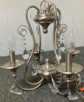 (1)4 Candelabra Light Chandelier w/ Crystal Pendant Accents - 3