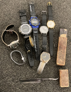 Bag of 8 Assorted Watches and The One And Only Genuine Bow Razor