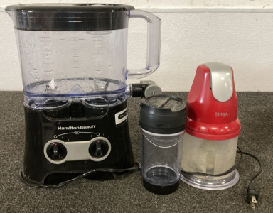 Hamilton Beach Dual Blender (Works!), Ninja Blender (Works!), and Hamilton Beach Cup