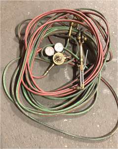 Acetylene & Oxygen Lines W/ Cutting Torch & Dual Gauges