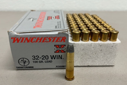 (50) Rounds Winchester 32-20, 100 Grain Lead Ammunition Cartridges