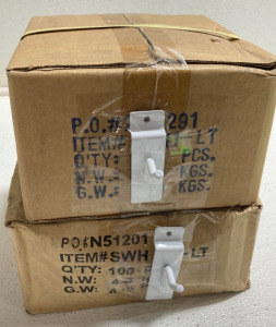 (2) Boxes of 100 1” Slatwall Peg Hooks