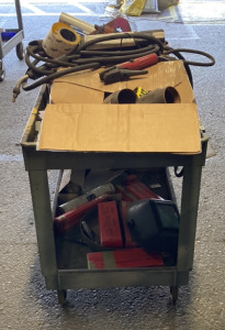 Plastic Rolling Cart w/ Assorted Welding items