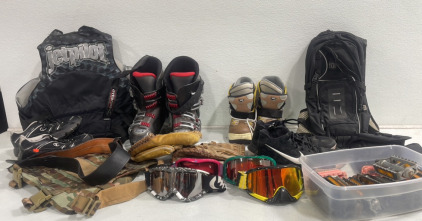 (1) Pair of Dalbello Ski Boots (1) Pair of Children’s Snow Board Boots (4) Assorted Ski Goggles And More!