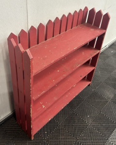 36 1/4&rsquo;&rsquo; x 10&rsquo;&rsquo; x 36 1/4&rsquo;&rsquo; Red Picket Fence Bookshelf