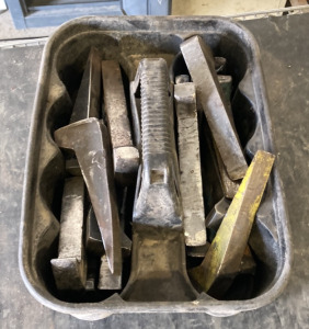 Bin of Metal Wedges