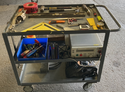 Metal Rolling Cart w/ Assorted Tools and Items