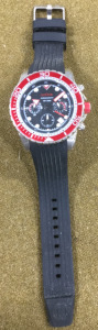 Redline Analog Watch, Red Bezel, Black Face