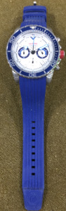 Redline Analog Watch, Blue Bezel, White Face