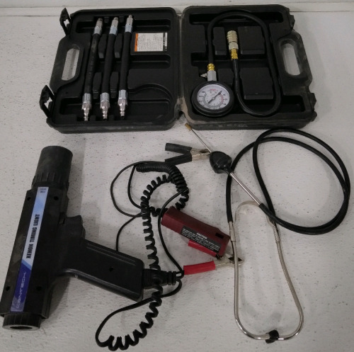 (1) Pittsburgh Compression Test Kit (1) Centech Xenon Timing Light (1) Motor Stethoscope