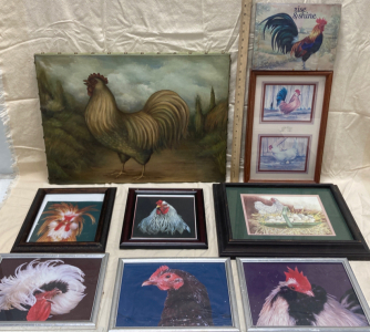 (8) Assorted Rooster Wall Art
