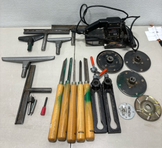 (1) Plate Joiner (1) Set of Lathe Tool Rest (5) Wood Turners and More