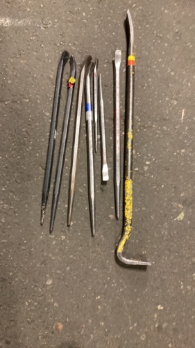 Assorted Pry Bars/Bull Pins & Breaker Bars