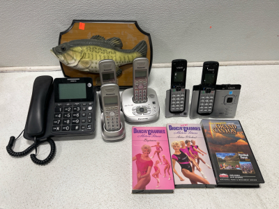 Miscellaneous Box Of Phones Billy Big Mouth Bass Dancing Grannies VHS Tapes
