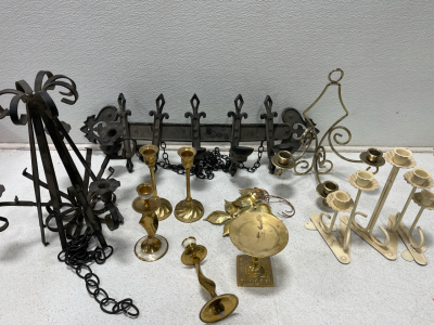 Brass Antique Candle Holders (2) Mother Of Pearl candle holder