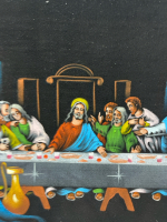 Picture Of The Last Supper of Jesus sitting Table With The Wise Men Nice Painting On Canvas Name Unknown 41”x28” - 2