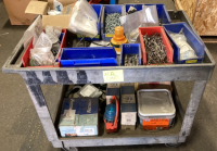 Rolling Shop Cart Full of Fasteners and Assorted Other Items