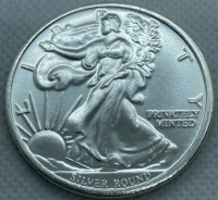 Money Metals Exchange One Troy Oz. .999 Fine Silver Walking Liberty Round— Verified Authentic