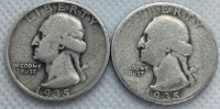 (2) 1935 Washington Quarters 90% Silver— Verified Authentic