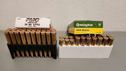 (1) Box Of (20) PMC .30-06 Springfield Ammunition Cartridges (1) Box Of (14) Remington 444 Marlin Ammunition Cartridges