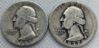 (2) 1937 Washington Quarters 90% Silver— Verified Authentic