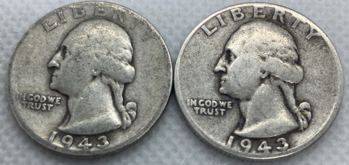 (2) 1943 Washington Quarters 90% Silver— Verified Authentic