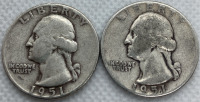 (2) 1951 Washington Quarters 90% Silver— Verified Authentic