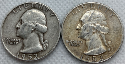 1952-D & 1952-S Washington Quarters 90% Silver— Verified Authentic