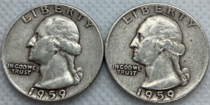 1959 & 1959-D Washington Quarters 90% Silver— Verified Authentic