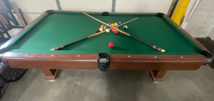 Pool Table! Felt In Good Condition Comes w/ Cue Sticks & Billiard Balls