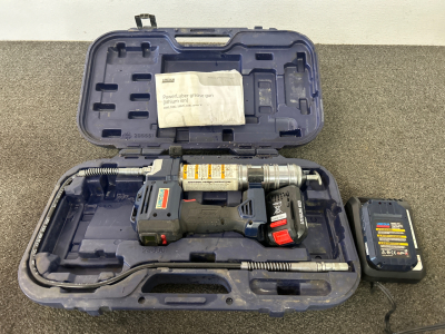 Lincoln Power Luber Grease Gun Set Includes (2) Batteries And Charger (Appears to charge )