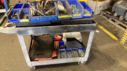 Rolling Shop Cart Full of Bolts, Fasteners and More