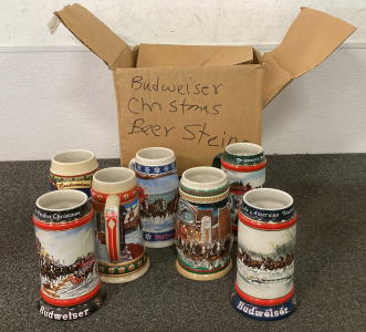 Set of 7 Budweiser Christmas Beer Steins