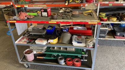 Metal Rolling Shop Cart Full of Tools and More